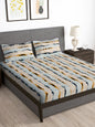 Story@home Arena Cream-Coloured & Grey Printed 180 TC Bedsheet & Pillow Covers