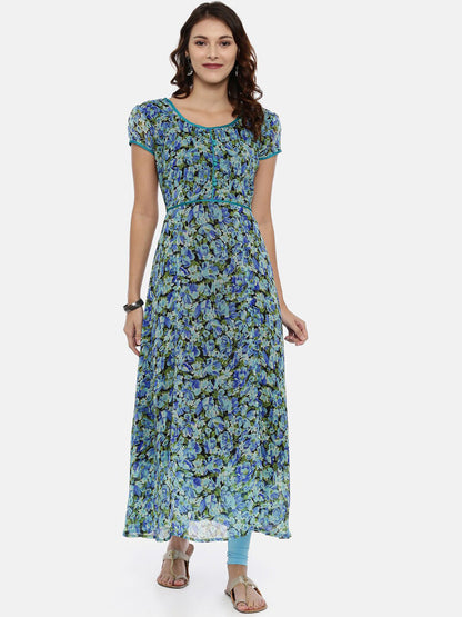 Souchii Women Printed Floral Round Neck Kurta