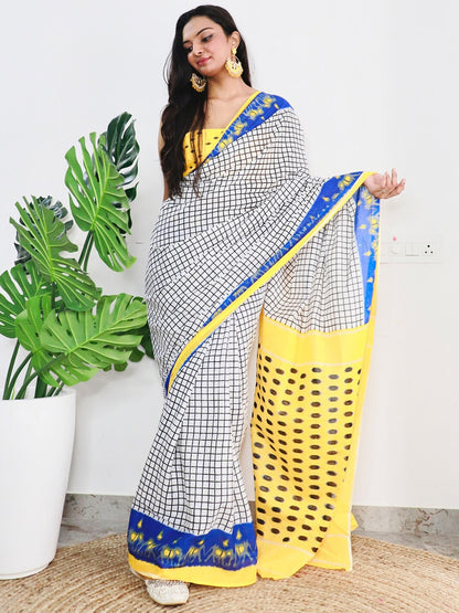 Saree Mall Checked Pure Cotton Bagh Sarees