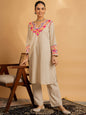 HOUSE OF KARI Floral Embroidered Chikankari Kurta With Palazzo