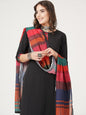 HERE&NOW Black And Red Straight Kurta with Trousers & With Dupatta