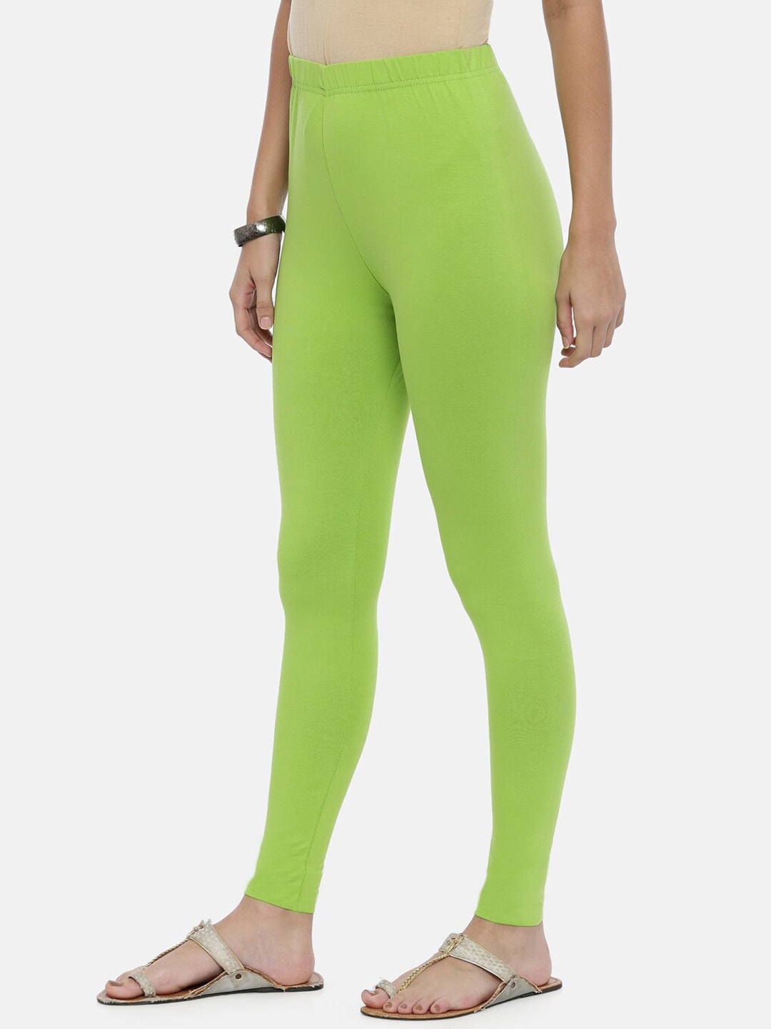 Souchii Lime Green Solid Ankle-Length Leggings