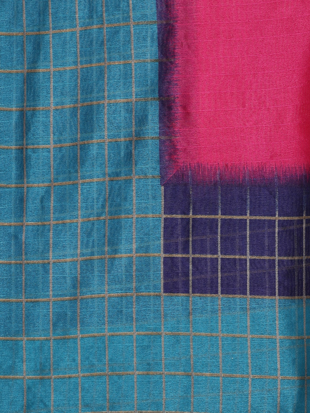 Saree Mall Pink & Purple Colourblocked Bhagalpuri Saree