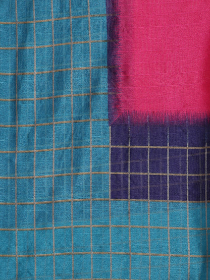 Saree Mall Pink & Purple Colourblocked Bhagalpuri Saree