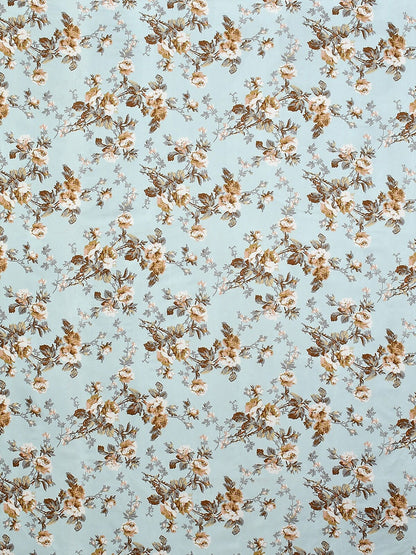Florida Blue & White Floral 120 TC King Bedsheet with 2 Pillow Covers