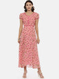 Souchii Women Pink Printed Fit And Flare Beautiful Dress