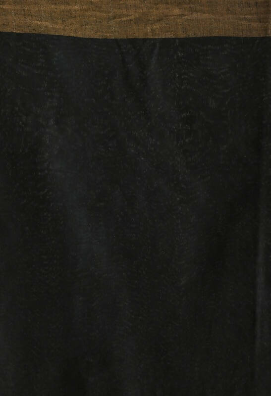 Mominos Fashion Moeza Black Bhagalpuri Handloom Silk Jay Shree Saree with unstitched Blouse piece