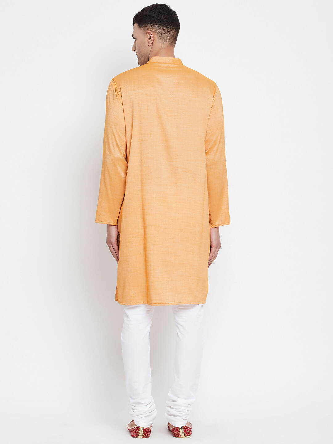 Even Apparels Yellow Rayon Men's Kurta With Band Collar