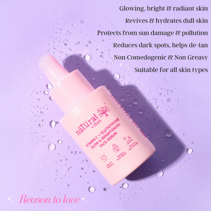 Natural Vibes Vitamin C + Glutathione Glow & Brightening Face Serum