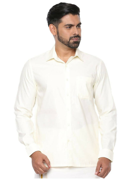 Ramraj Cotton Mens Poly Cotton Cream Colour Full Sleeve Shirt