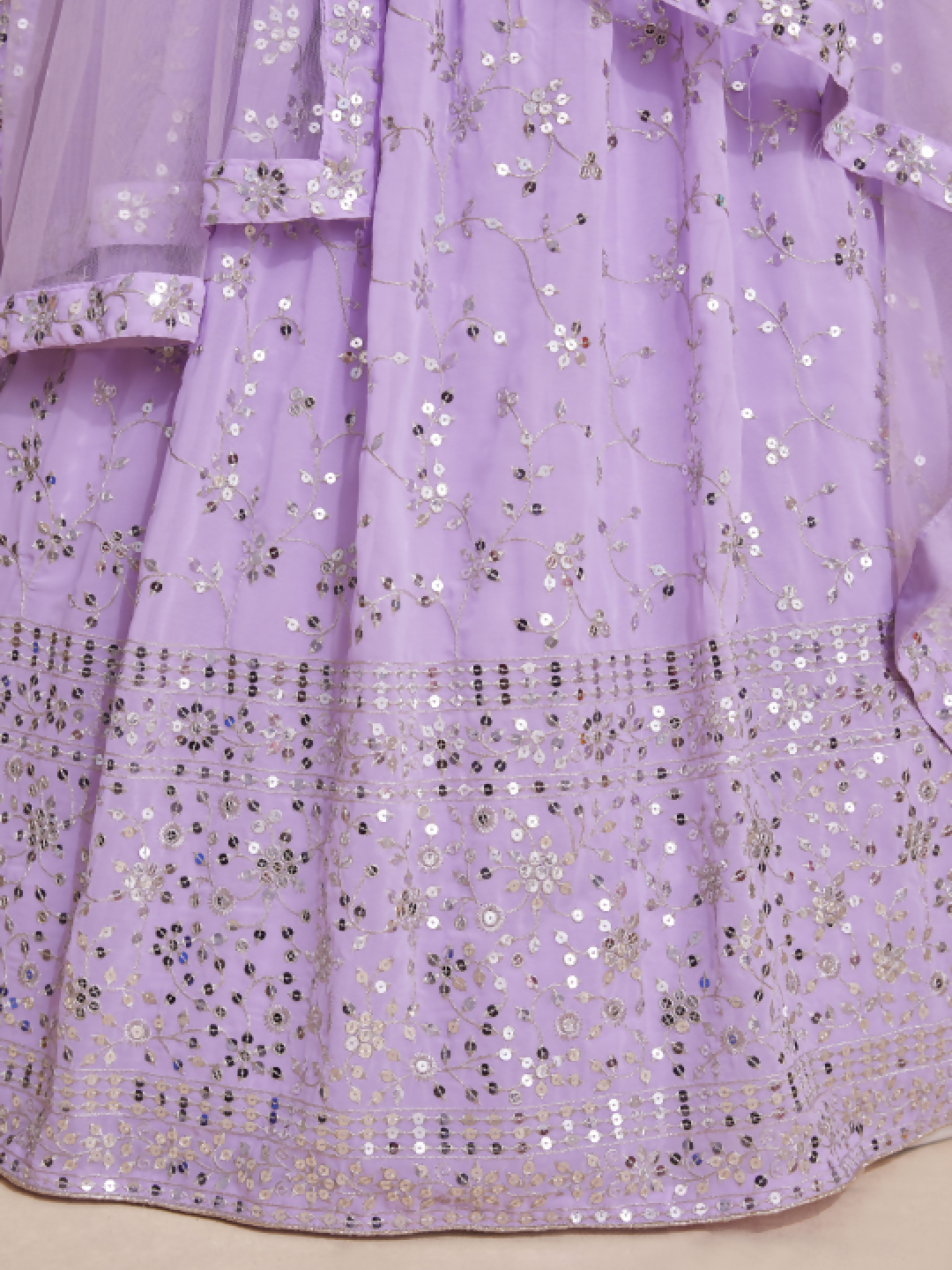 Lavender Georgette Zari,Sequence Embroidery Work Lehenga Choli - Jihu Culture