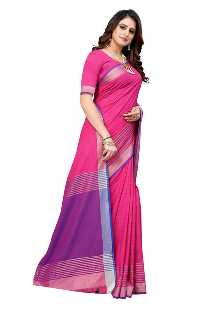 Vamika Pink Cotton Silk Saree