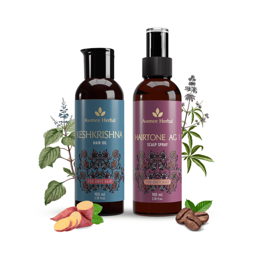 Avimee Herbal Anti Grey Kit - Hair Oil And Scalp Spray - Fights Grey Hair