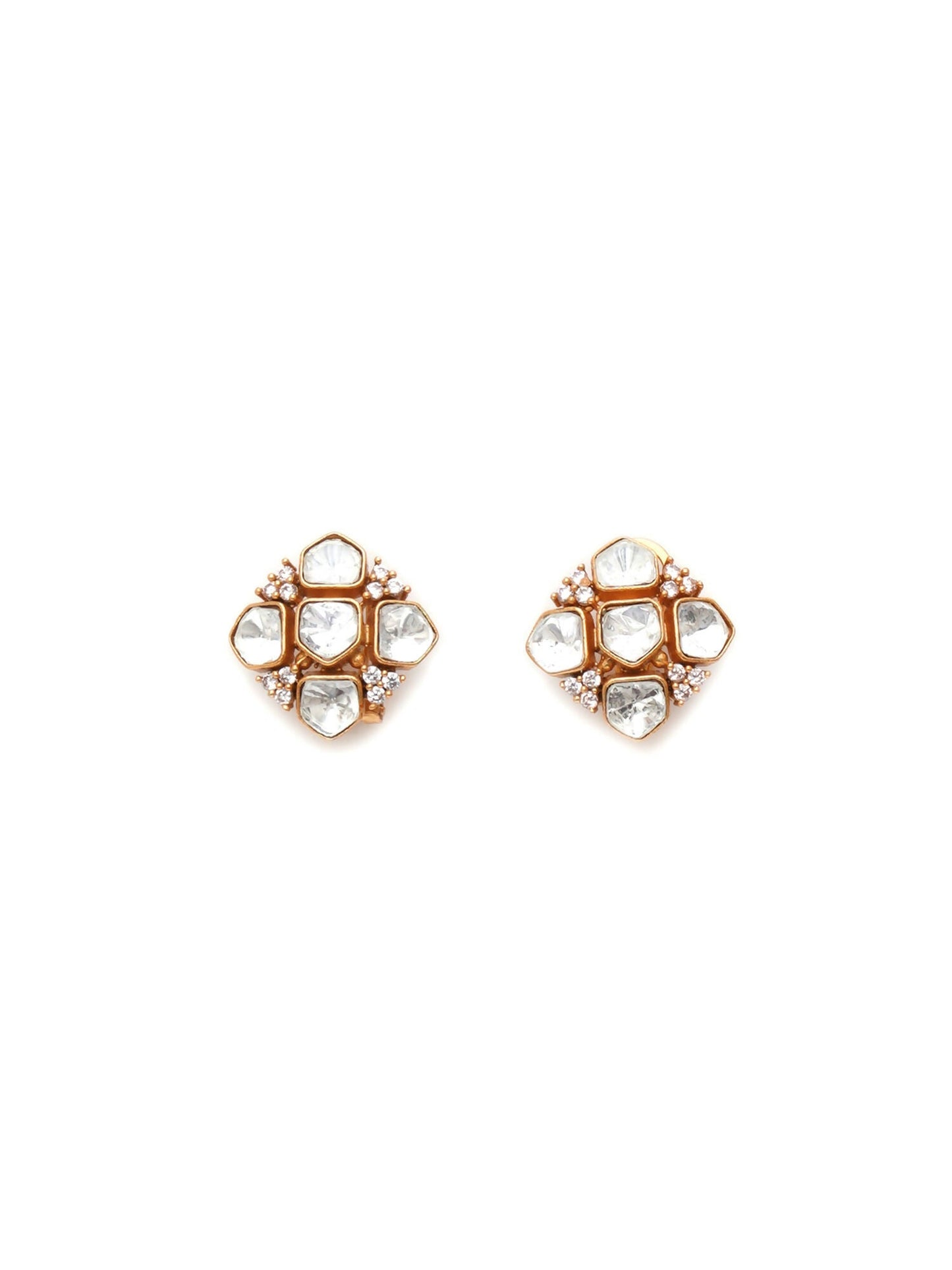 Kundan Studs (Gold) - Ruby Raang