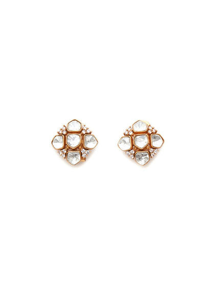 Kundan Studs (Gold) - Ruby Raang