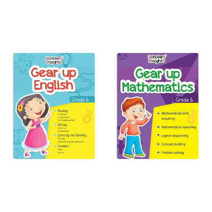 Scholars Insights Gear Up English & Maths Grade 6 Books Set Of 2 Grammar Skills, Maths Logical Reasoning, Problem Solving Book| Ages 11-12 Years