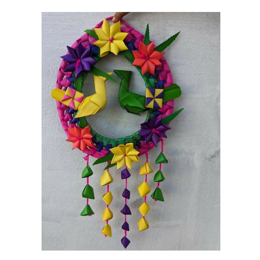 Shuddh Natural Hand Made Palm Leaf Double Parrot Wreath
