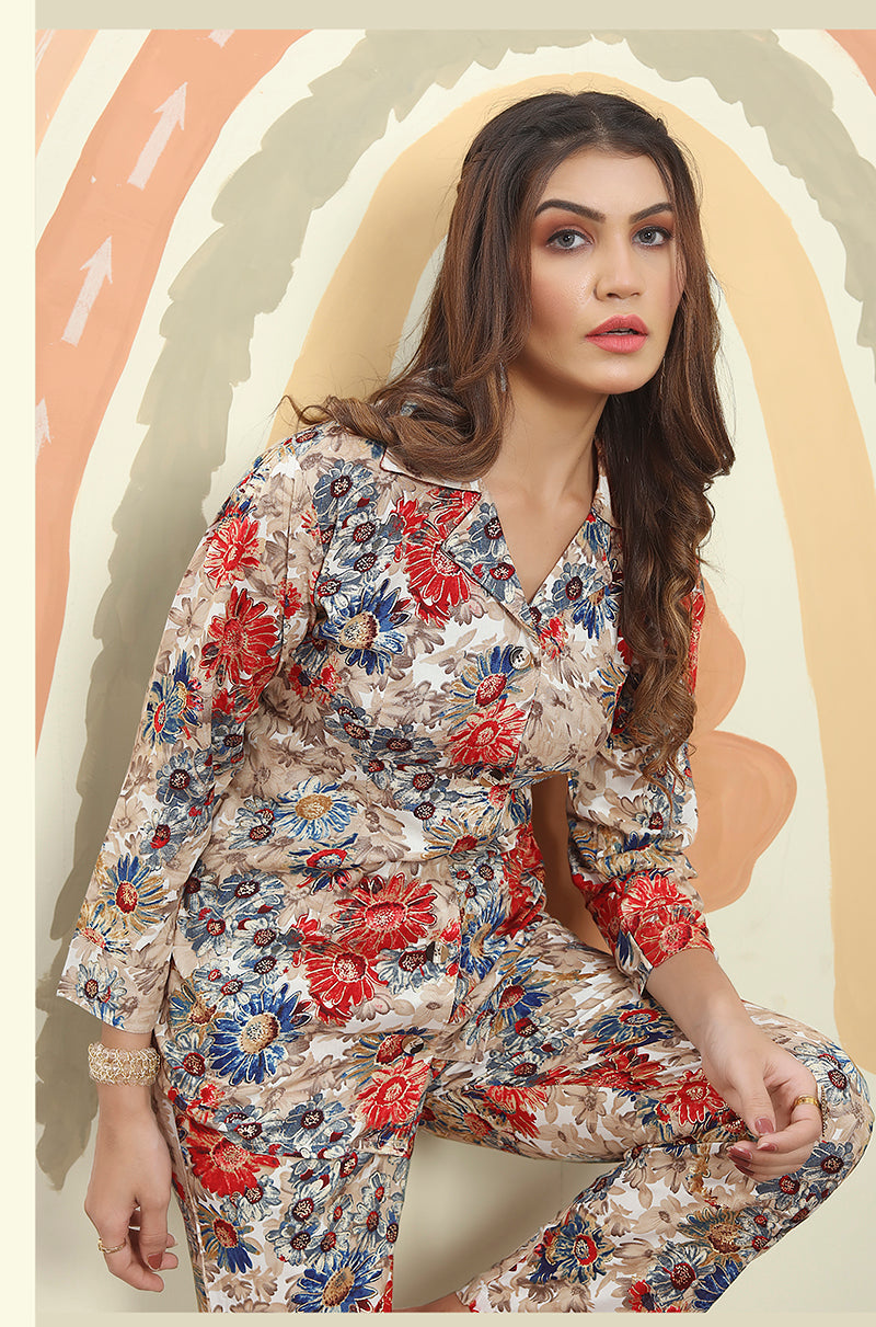 Monjolika Fashion Multicolor Printed Rayon Designer Co Ord Set
