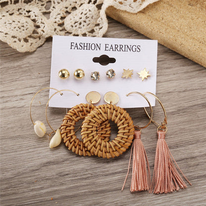 Gold-Polished Alloy Set Of 6 Designer Earrings - The Pari