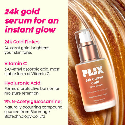 PLIX The Plant Fix 24k Guava Gold Lightweight Face Serum and Moisturizer Combo
