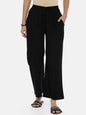 Souchii Black Solid Flared Palazzos