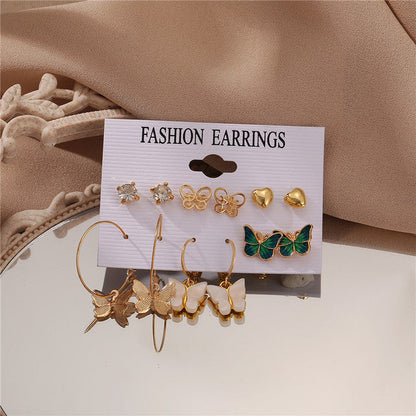 Gold-Polished Alloy Set Of 6 Designer Earrings - The Pari
