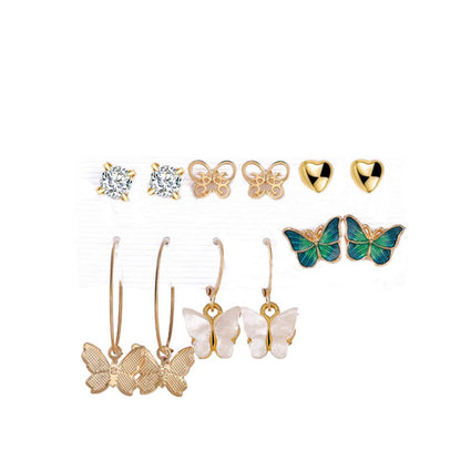 Gold-Polished Alloy Set Of 6 Designer Earrings - The Pari