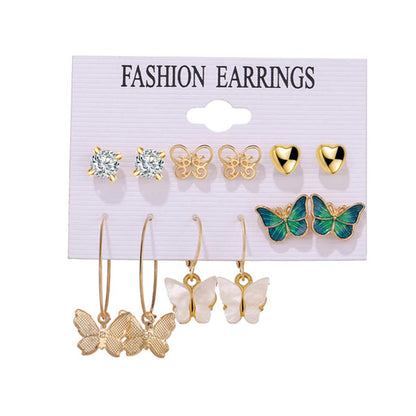 Gold-Polished Alloy Set Of 6 Designer Earrings - The Pari