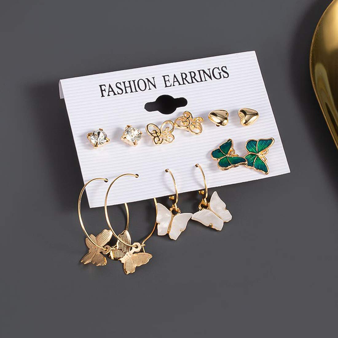 Gold-Polished Alloy Set Of 6 Designer Earrings - The Pari