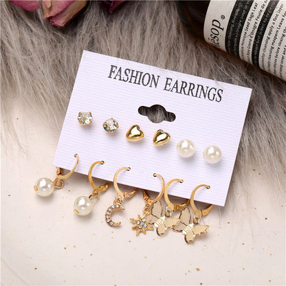 Gold-Polished Alloy Set Of 6 Designer Earrings - The Pari