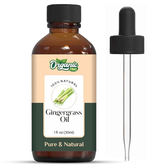 Organic Zing Gingergrass (Cymbopogon martinii) Oil | Pure & Natural Essential Oil for Skincare, Hair Care, Aroma and Diffusers