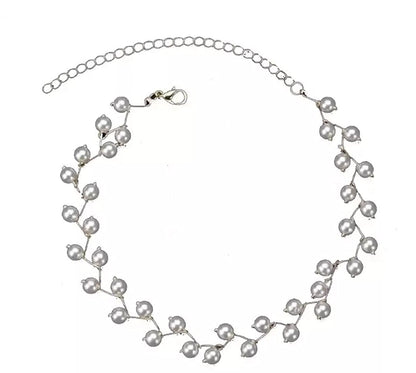Silver-Toned Alloy Denty Look Pearl Necklace - The Pari