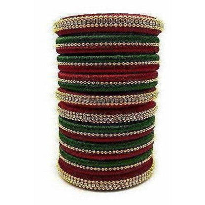 Handmade Silk Thread Bangle Maroon and Green Color