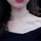 Silver-Toned Alloy Denty Look Pearl Necklace - The Pari