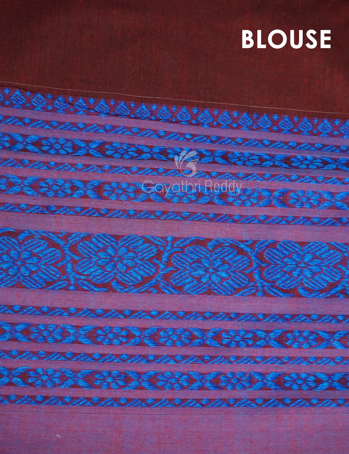 Maroon And Blue Colour Contrast Thread Borders Khadi Cotton Saree By Gayathri Reddy Designer Studio