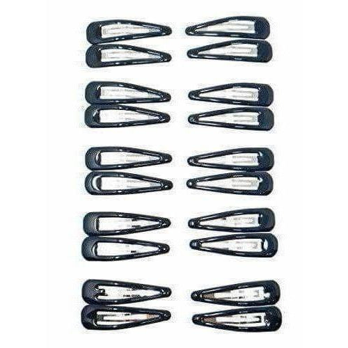 Black Hair Clips - Pack of 20 Tic Tac Everyday Wear Glossy Black Metal