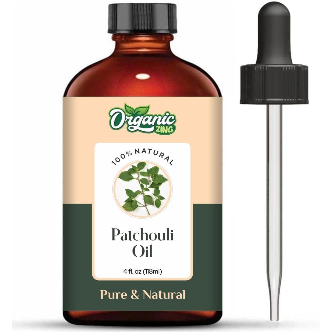 Organic Zing Patchouli Oil Pure & Natural for Skin, Face, Hair Care, Aromatherapy, Diffuser, Conditioner