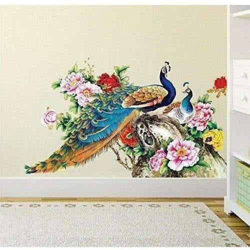Multi color Peacock Birds Nature Wall Sticker - Model 2