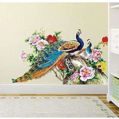 Multi color Peacock Birds Nature Wall Sticker - Model 2