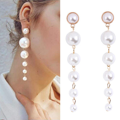 Gold-Polished Alloy Pearl Droplets Earrings - The Pari