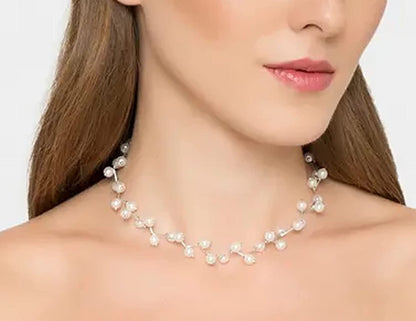 Silver-Toned Alloy Denty Look Pearl Necklace - The Pari