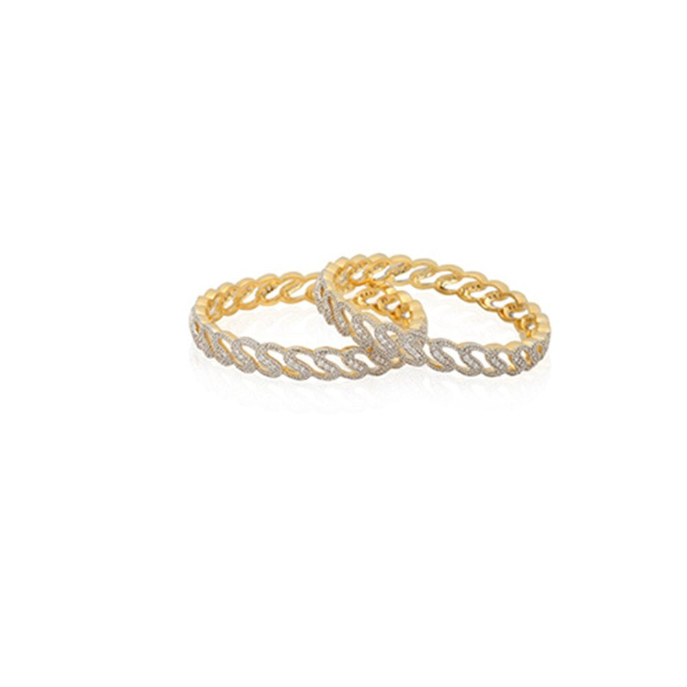 Gold-Polished Alloy Chand Tara American Diamond Studded Bangle Set - The Pari