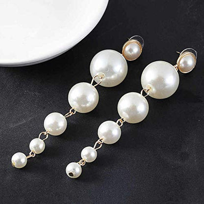 Gold-Polished Alloy Pearl Droplets Earrings - The Pari
