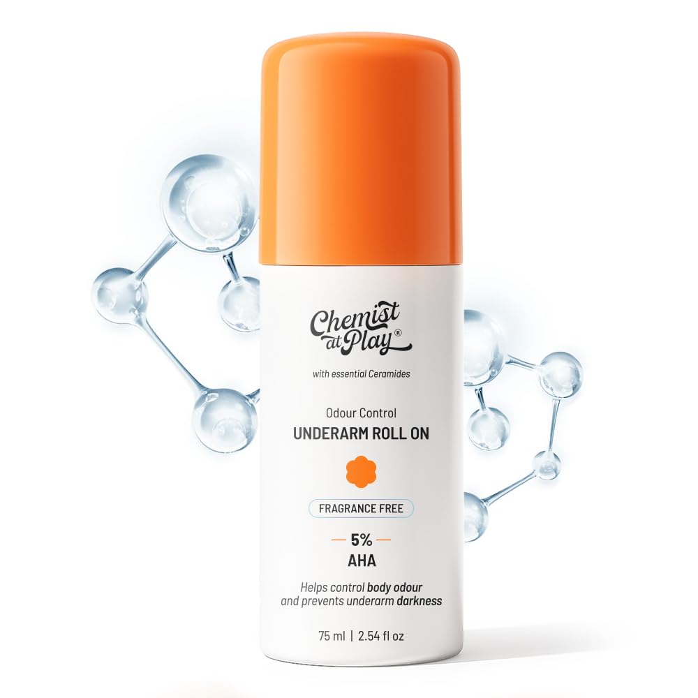 Chemist at Play UnderArm Roll On Fragrance Free, Prevents Body Odour, Brightens Skin & Exfoliates Underarm