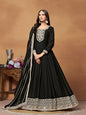 Monjolika Fashion Black Colour Art Silk Designer Anarkali Dress