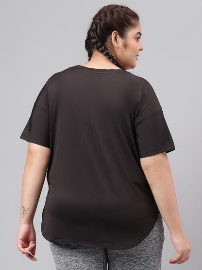 MKH Plus Size Typography Printed Relaxed Fit Dri-FIT Sports T-shirt