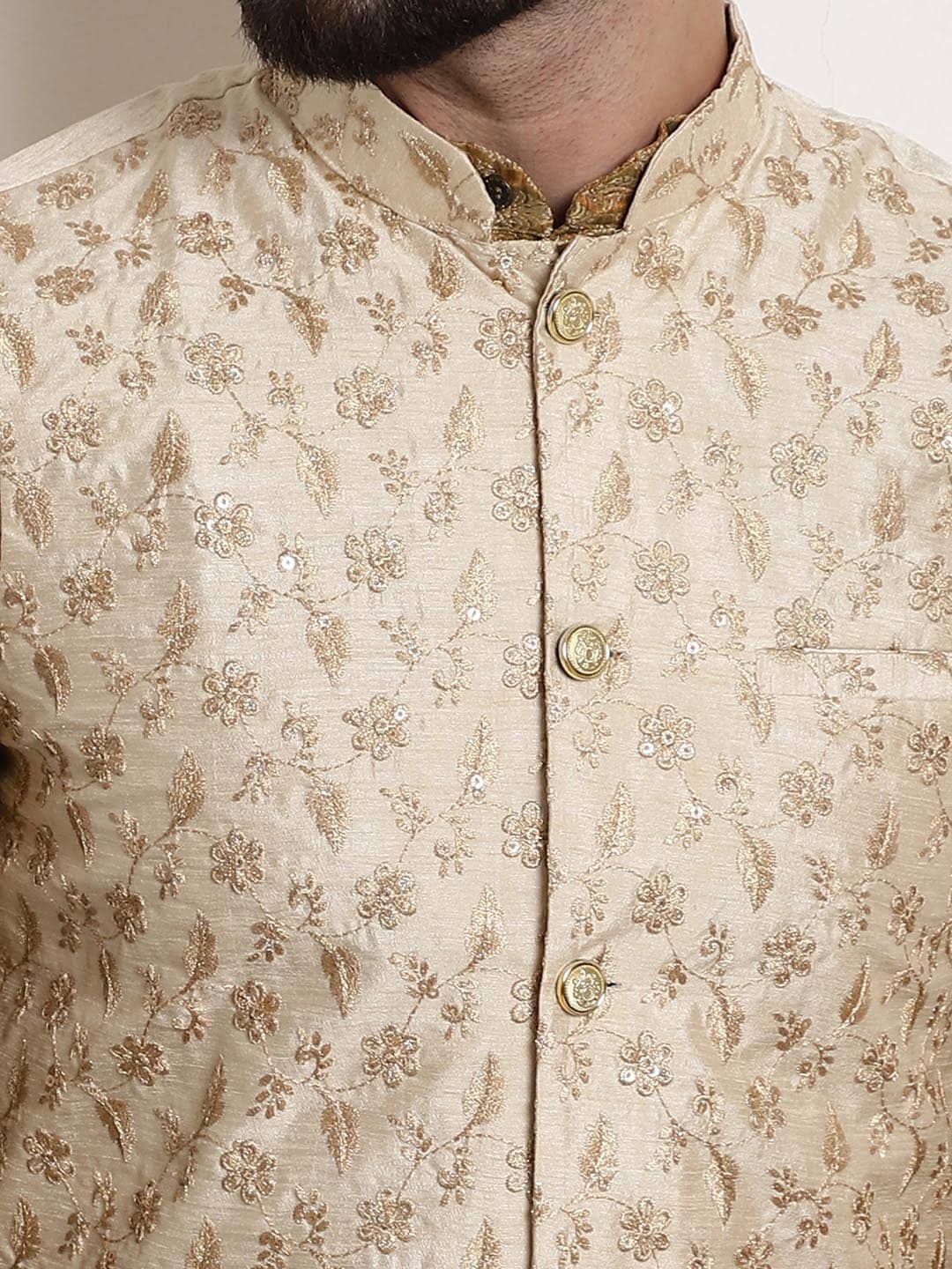 Sojanya Men Pink Ethnic Motifs Kurta with Pyjamas & Nehru Jacket