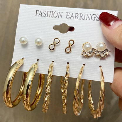 Gold-Polished Alloy Set Of 6 Designer Earrings - The Pari