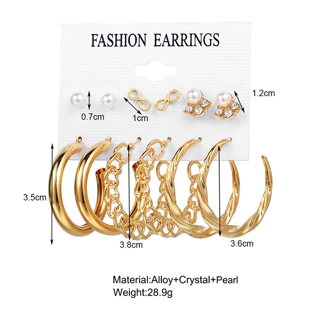 Gold-Polished Alloy Set Of 6 Designer Earrings - The Pari