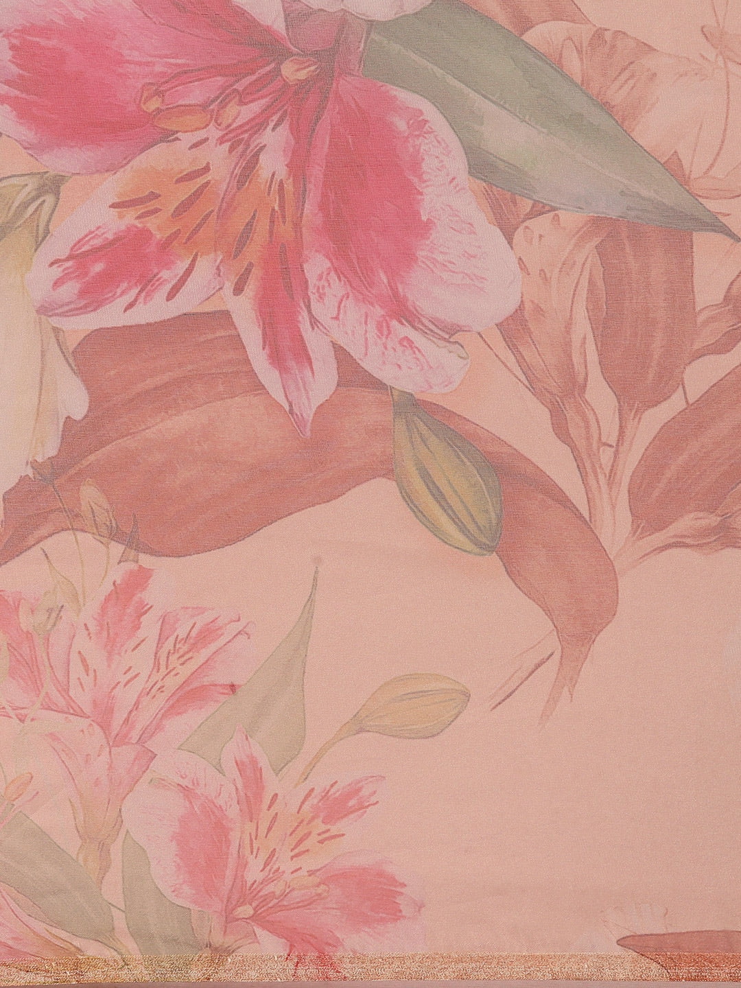 Saree Mall Pink Floral Printed Organza Sarees